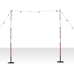 Telescopic Posts With Bunting RED AND WHITE (Steel Feet)-0