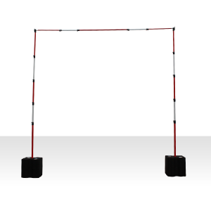 Telescopic Posts With Telescopic Crossbar RED AND WHITE (Water Filled Base Feet)-0
