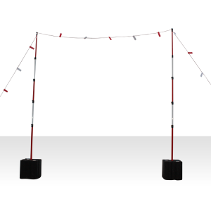 Telescopic Posts With Bunting RED AND WHITE (Water filled base Feet)-0