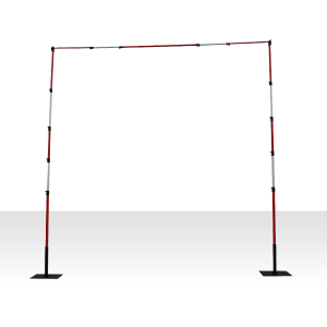 Telescopic Posts With Telescopic Crossbar RED AND WHITE (Steel Base Feet)-0
