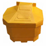 Yellow closed grit bin